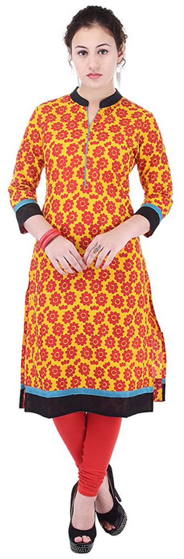 

Aprique Fab Women Red Floral Straight Kurti