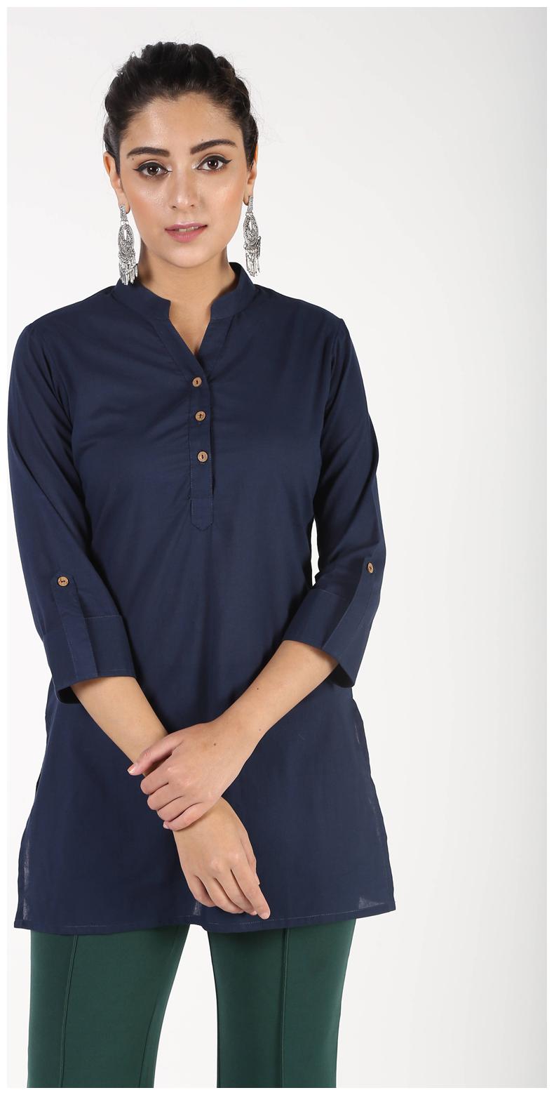 

Aprique Fab Women Blue Solid Straight Kurti