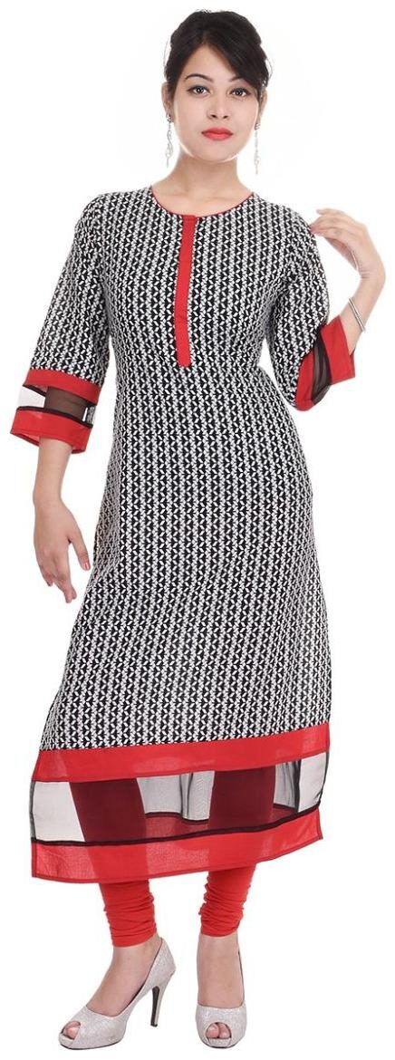 

Aprique FAB Jaipur Kurti Women Multi Geometric Print Straight Cotton Kurta