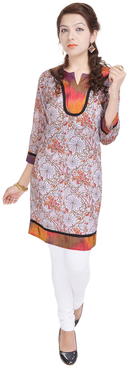 

Aprique FAB Jaipur Kurti Women Orange Floral Print Straight Cotton Kurta