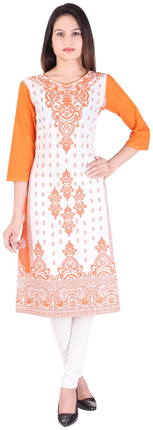 

Aprique Fab Women Orange Printed Straight Kurti