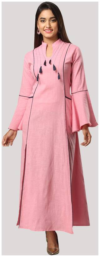 Aprique Fab Women Pink Solid Straight Kurta