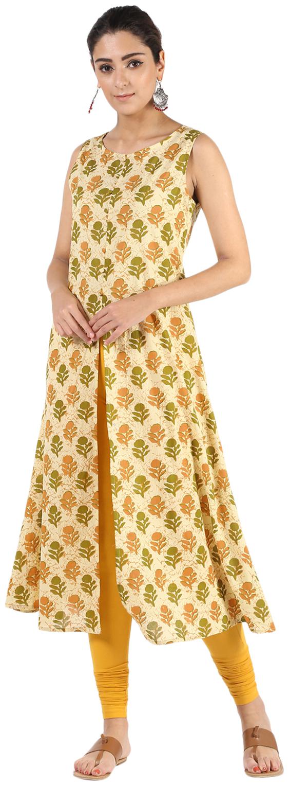 

Aprique Fab Women Beige Floral Kurti Dress
