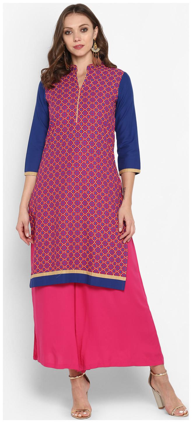 

Aprique Fab Women Pink Printed Straight Kurti