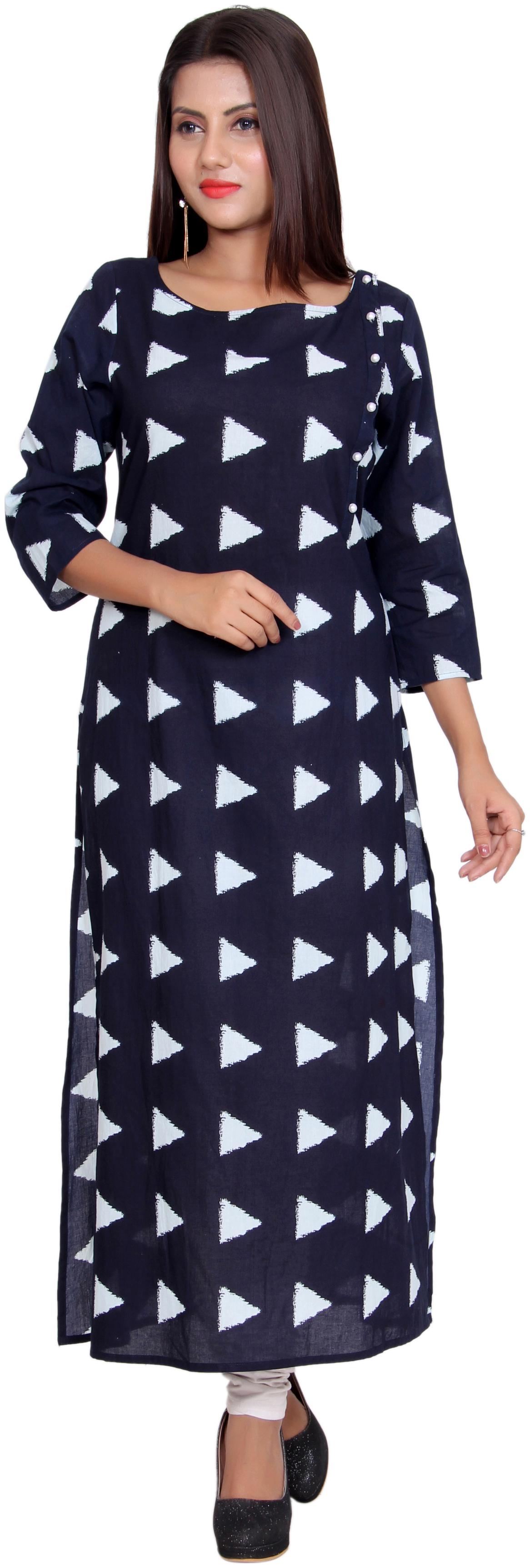 

Aprique Fab Women Blue Printed Straight Kurta