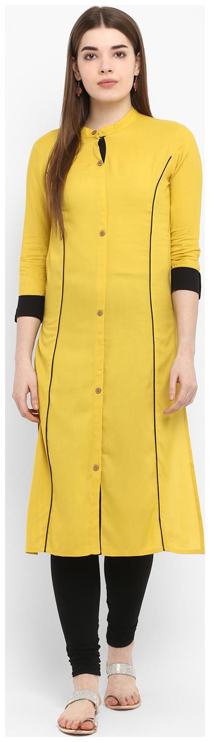 

Aprique Fab Women Yellow Solid Straight Kurta
