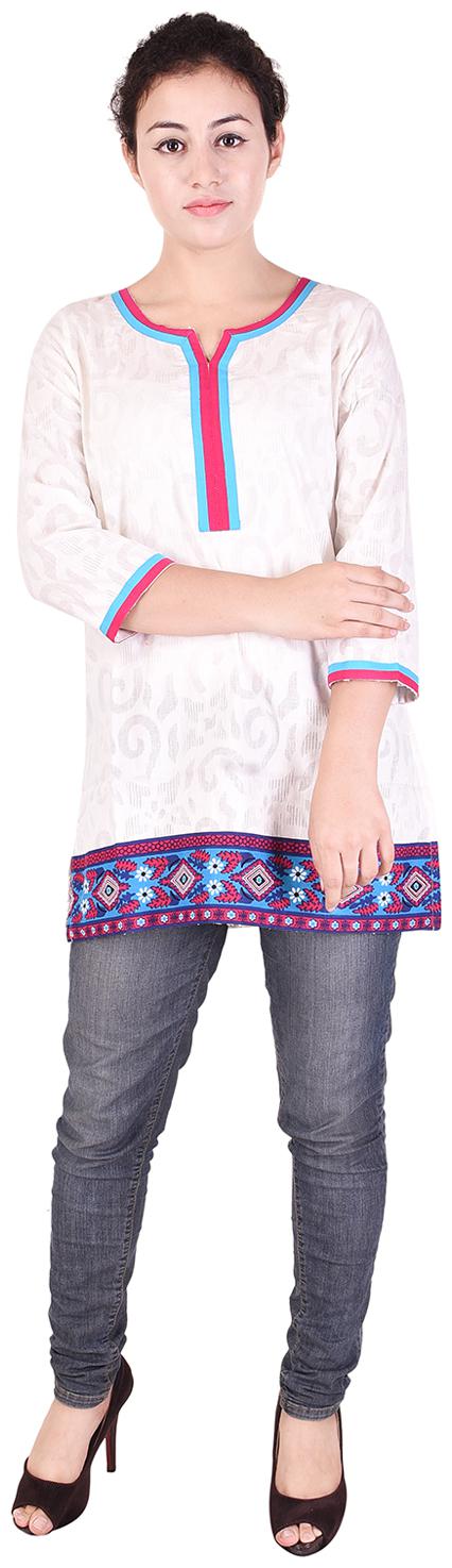 

Aprique FAB Jaipur Kurti Women White Self Design Straight Cotton Kurta