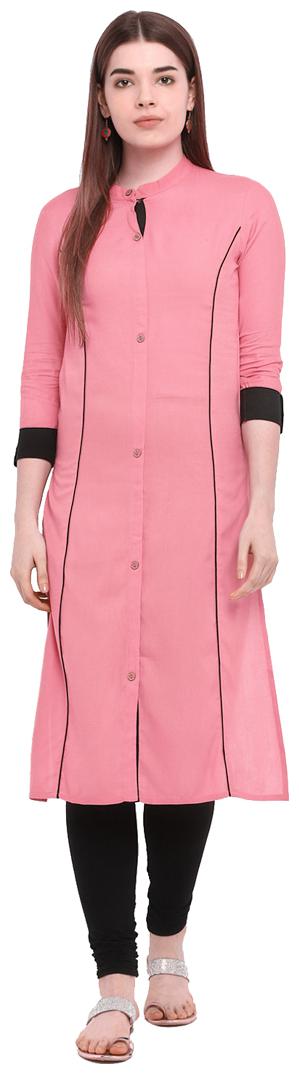 

Aprique Fab Women Pink Solid Straight Kurta