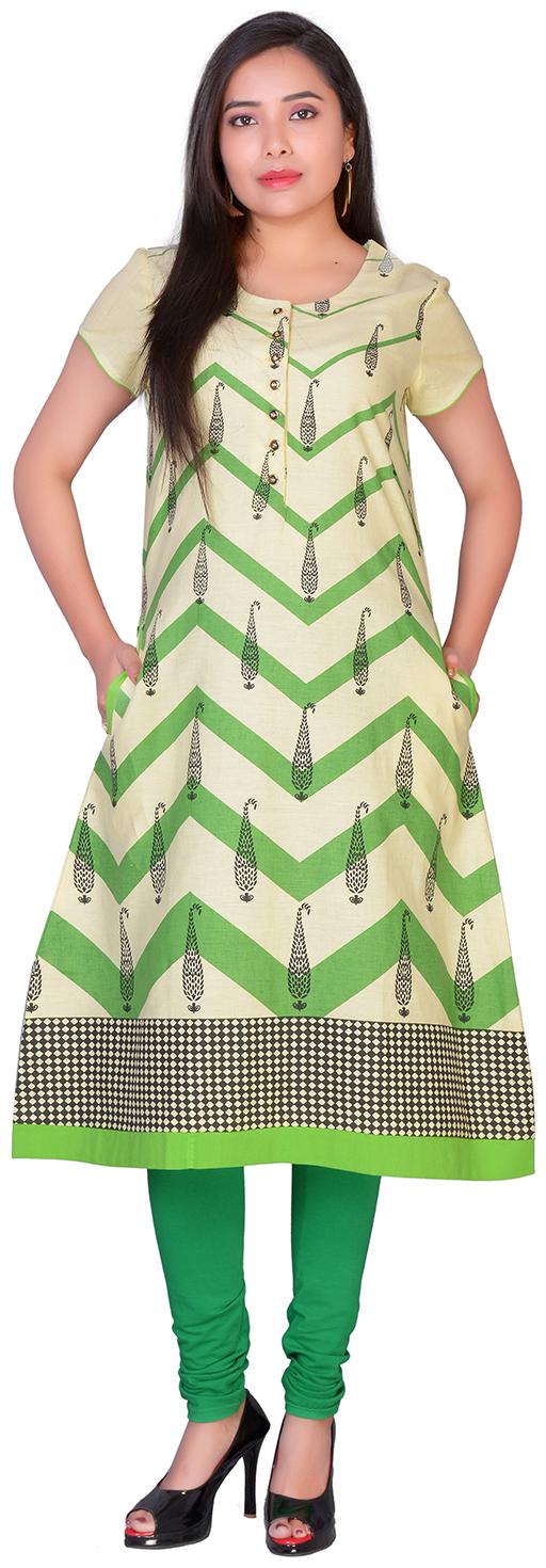 

Aprique Fab Women Green Printed Straight Kurti