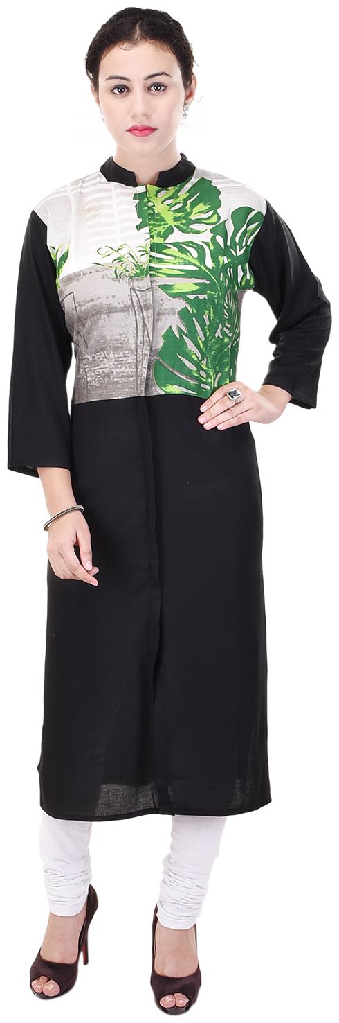 

Aprique Fab Women Black Printed Straight Kurti