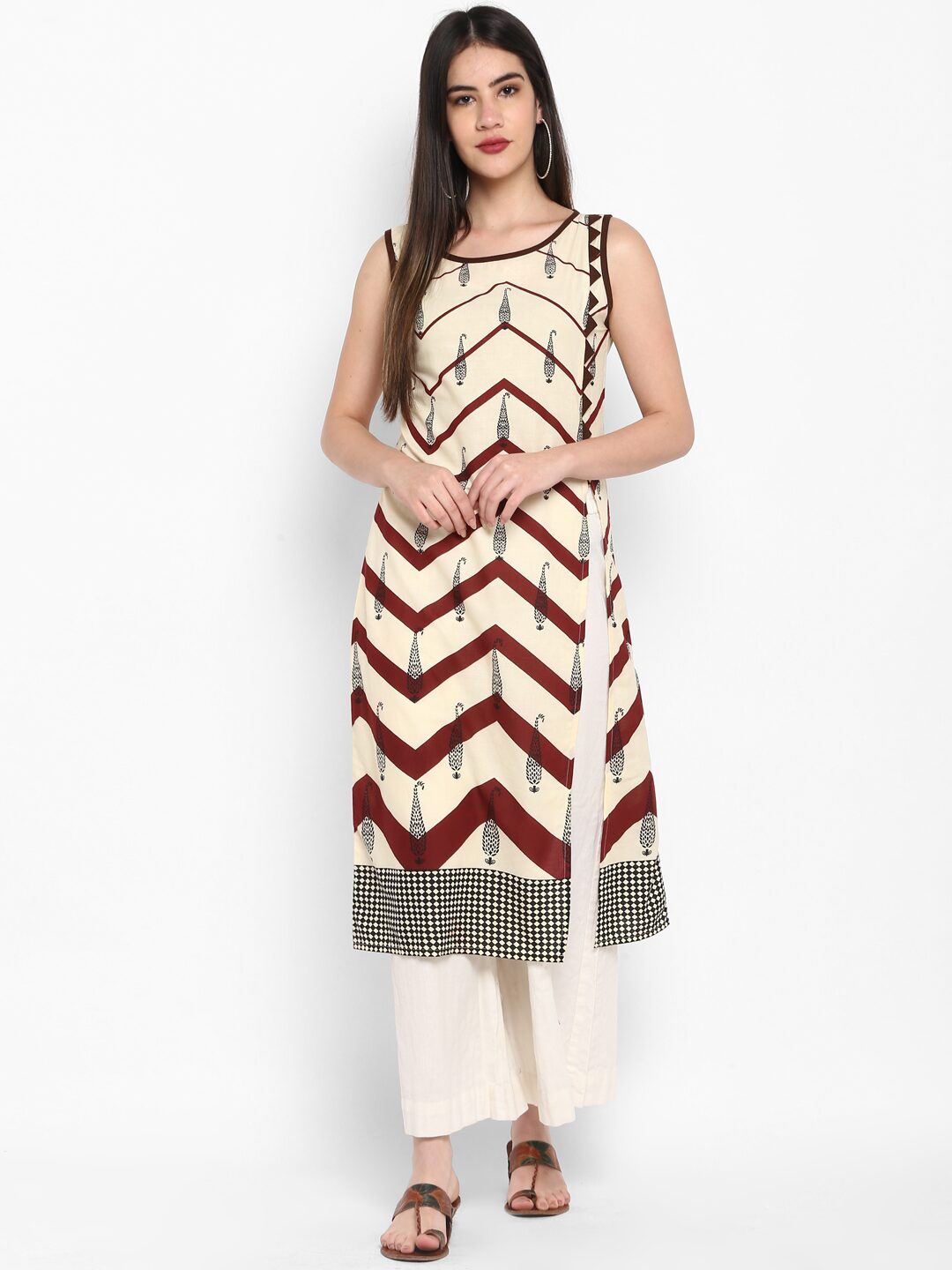 

Aprique Fab Women Maroon Printed Straight Kurta