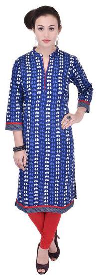 

Aprique Fab Women Blue Printed Straight Kurti