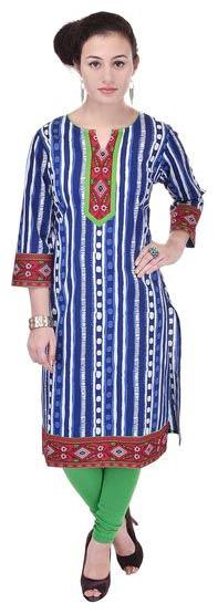 

Aprique Fab Women Blue Printed Straight Kurti