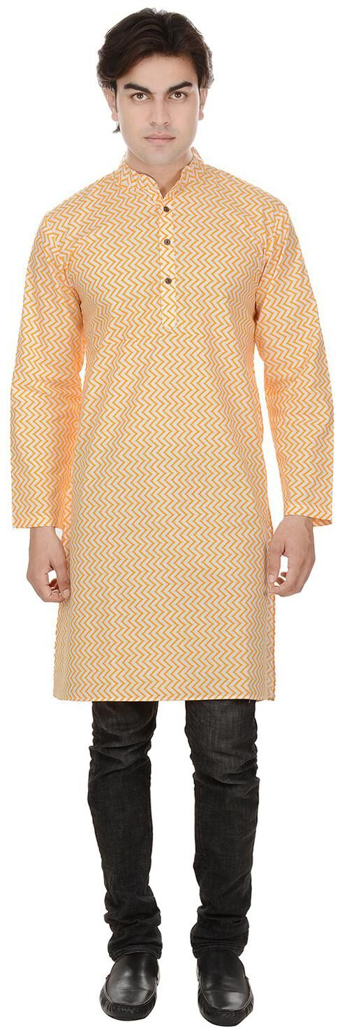 

Aprique Fab Men Yellow Regular Fit Kurta