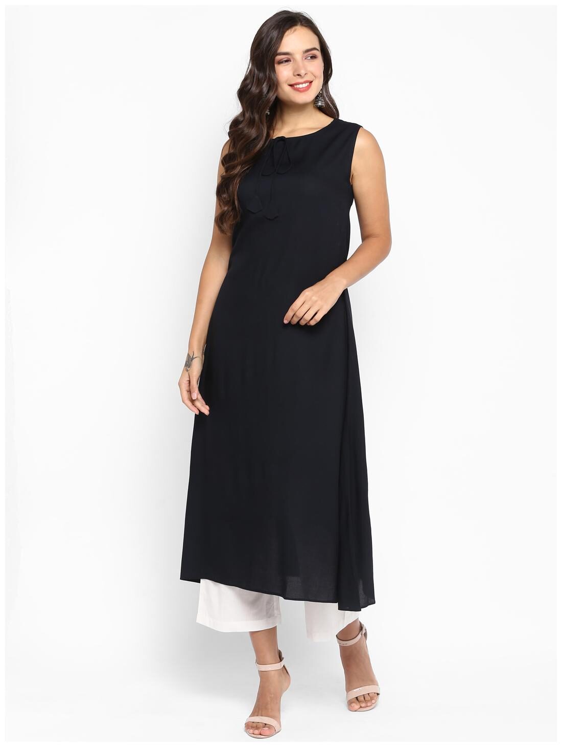 

Aprique Fab Women Rayon A Line Kurta Black color