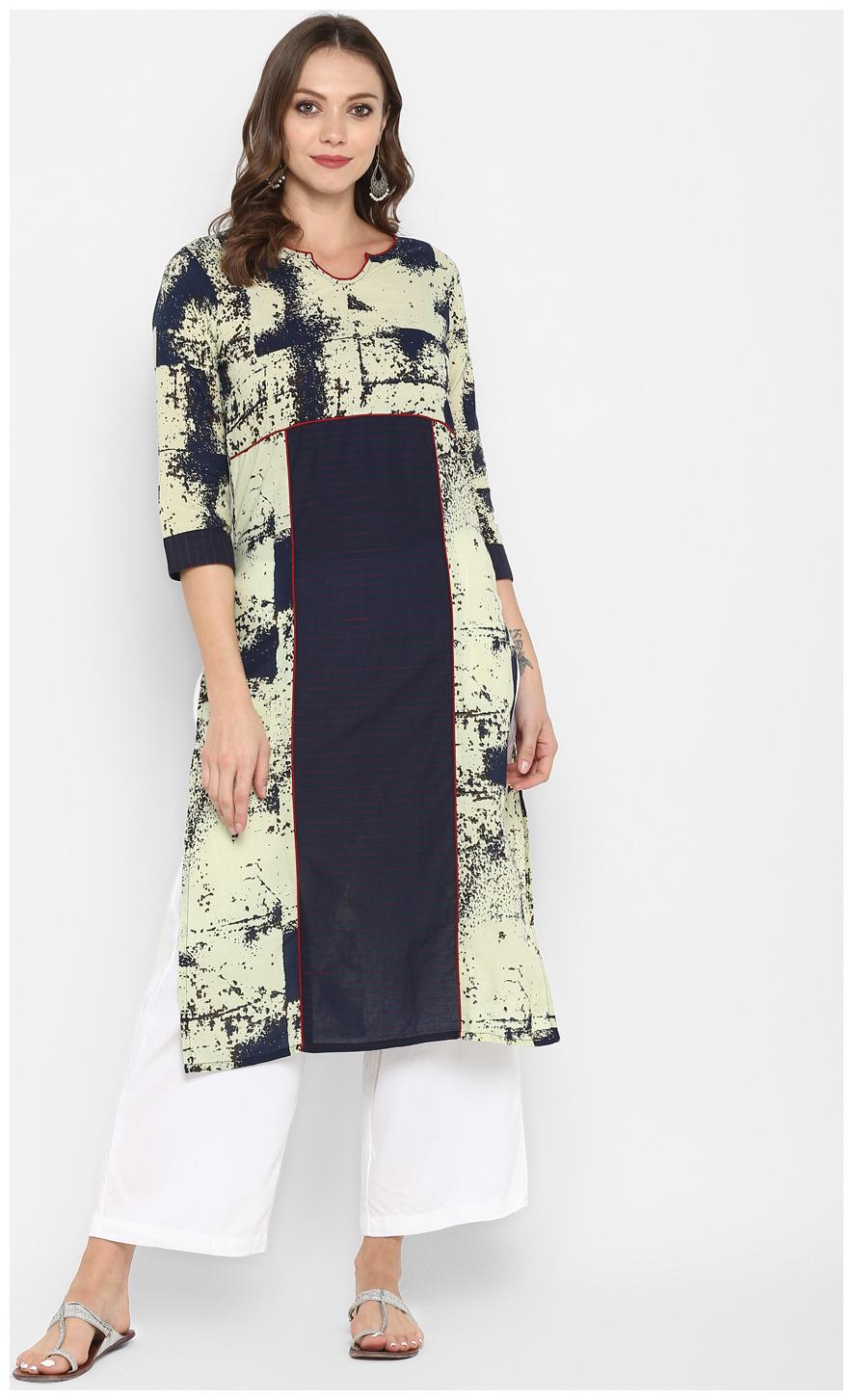 

Aprique Fab Women Blue Printed Straight Kurta