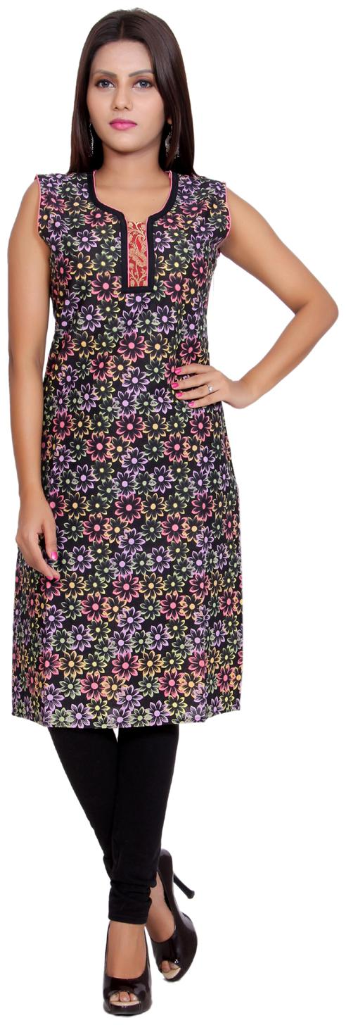 

Aprique Fab Women Black Printed Straight Kurti