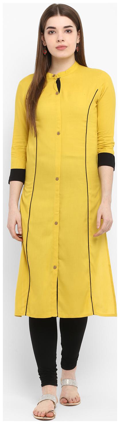 

Aprique Fab Women Yellow Solid Straight Kurta