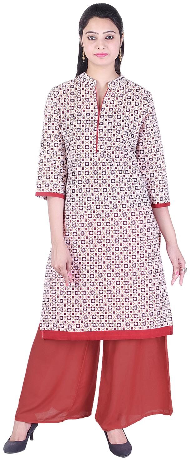 

Aprique Fab Women Maroon Printed Straight Kurta