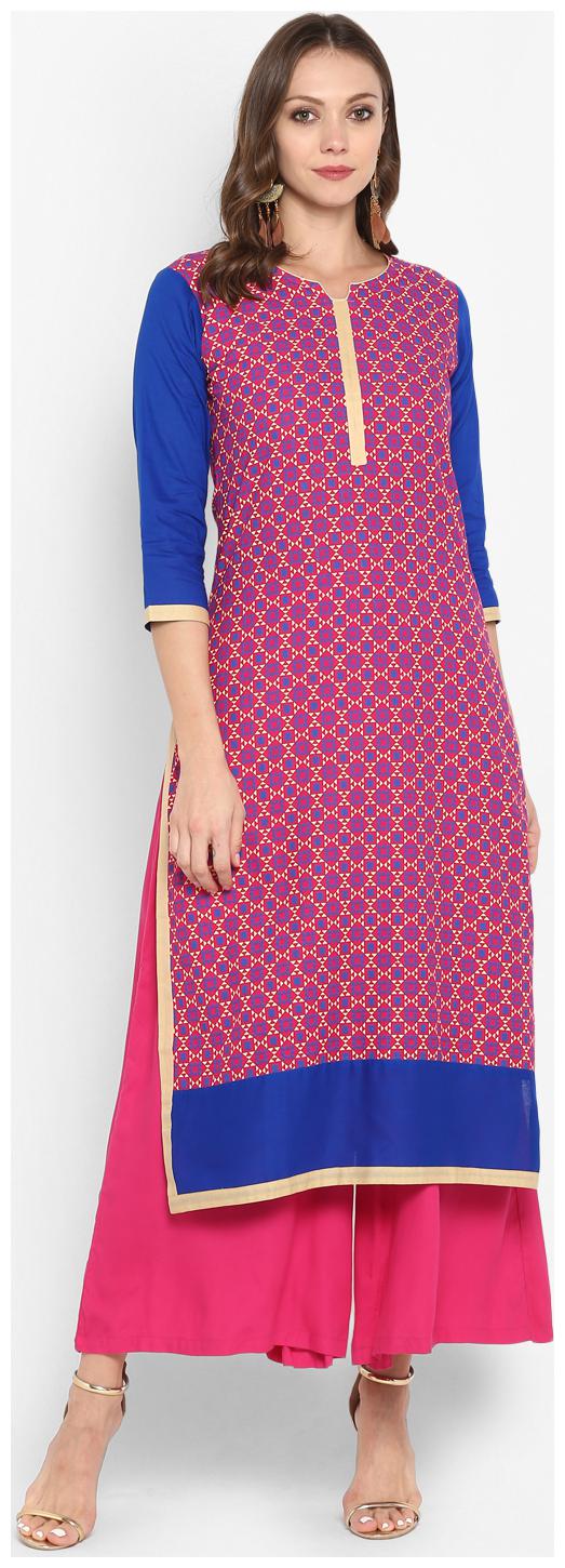 

Aprique Fab Women Pink Printed Straight Kurta