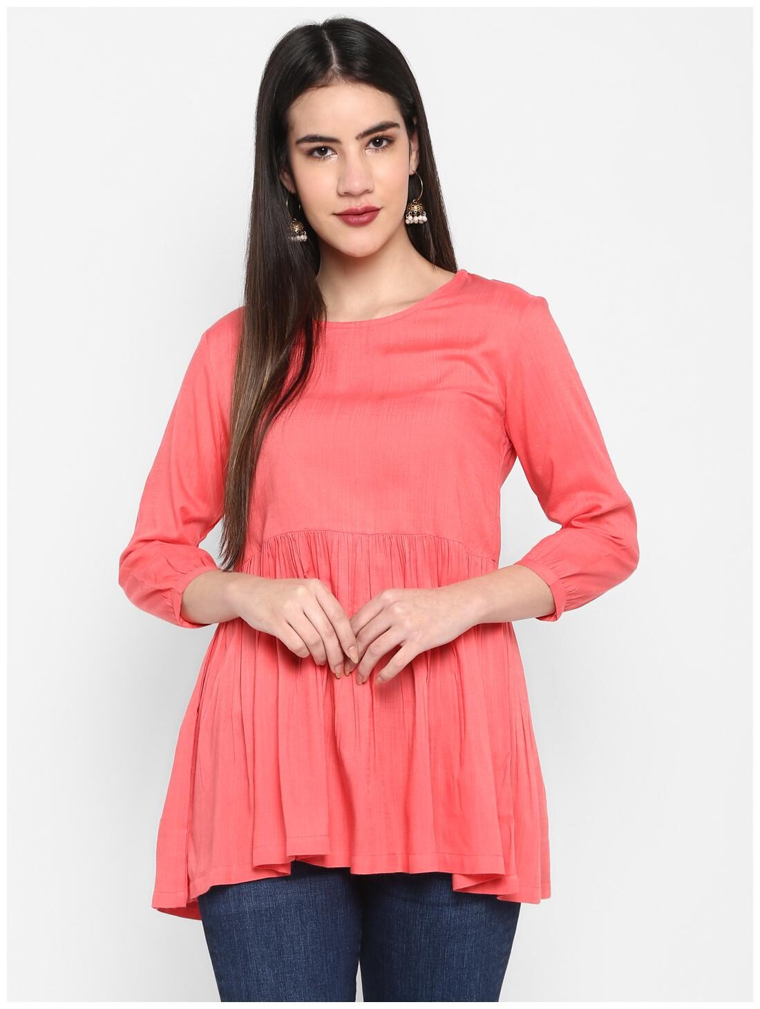 

Aprique Fab Women Solid Regular top - Pink