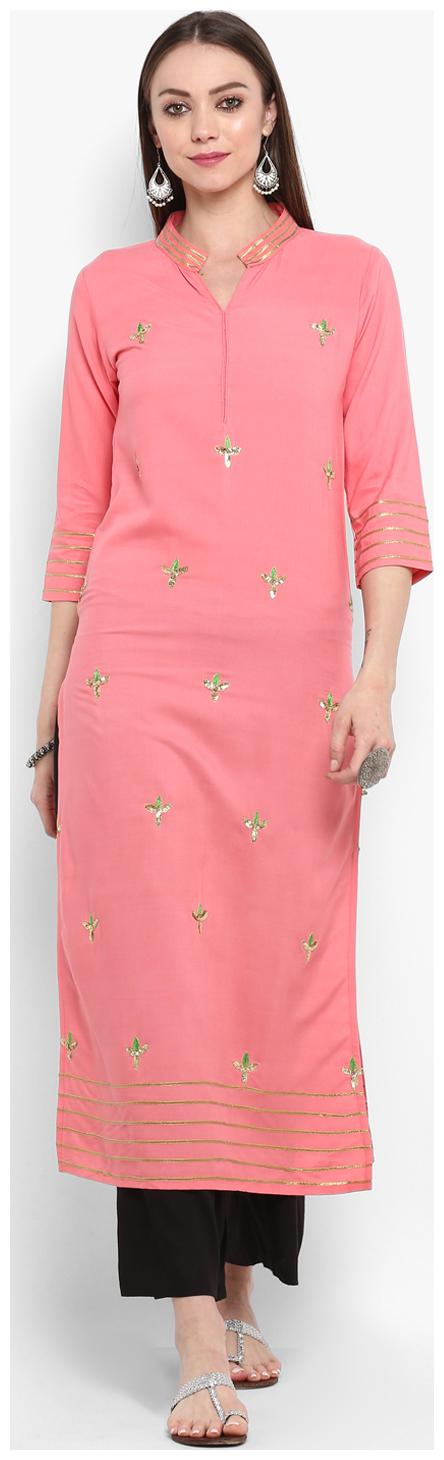 

Aprique FAB Embroidery Long Stitched Suits Peach color