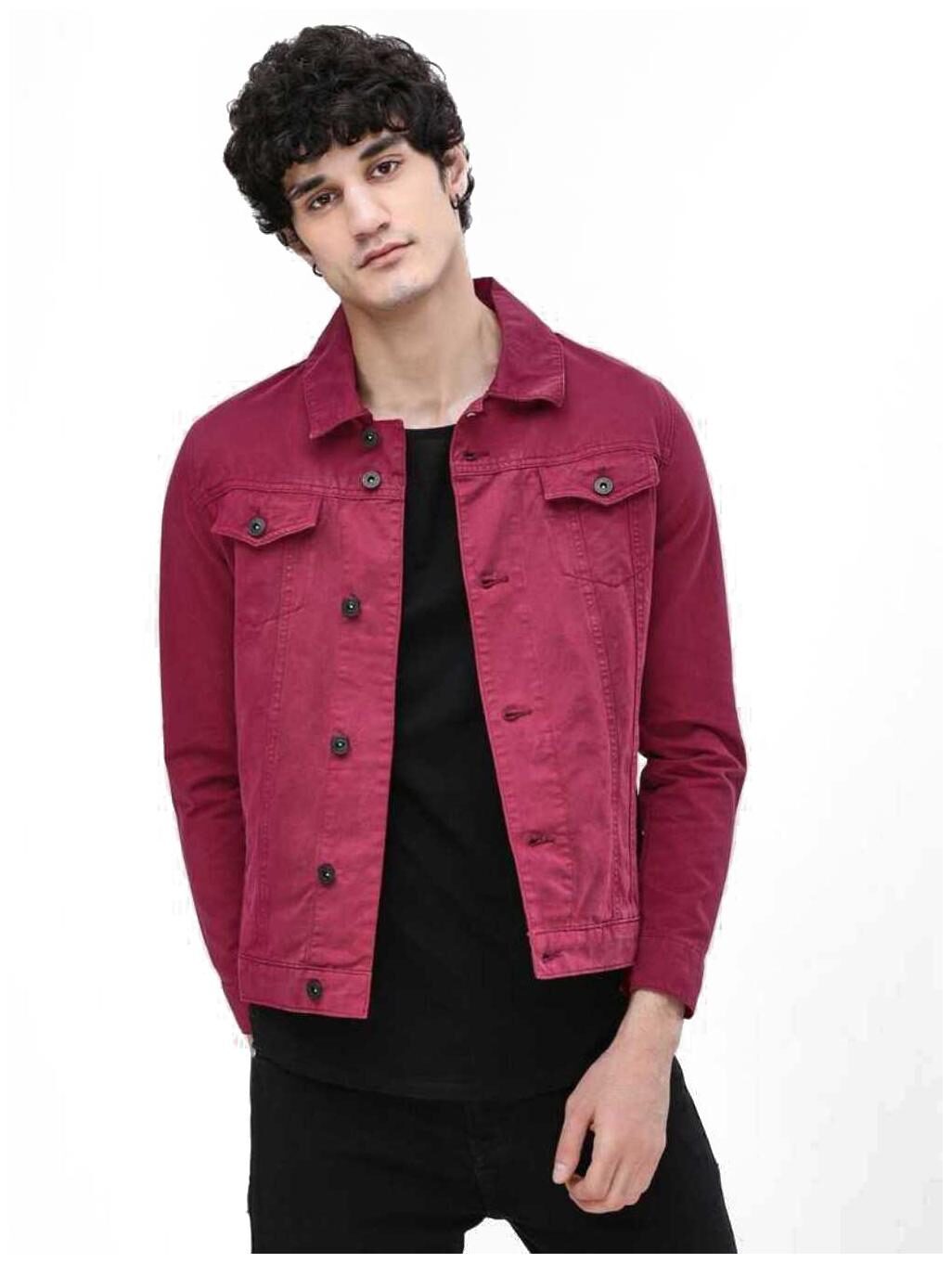 

Arbia Funki Men Maroon Solid Denim jacket