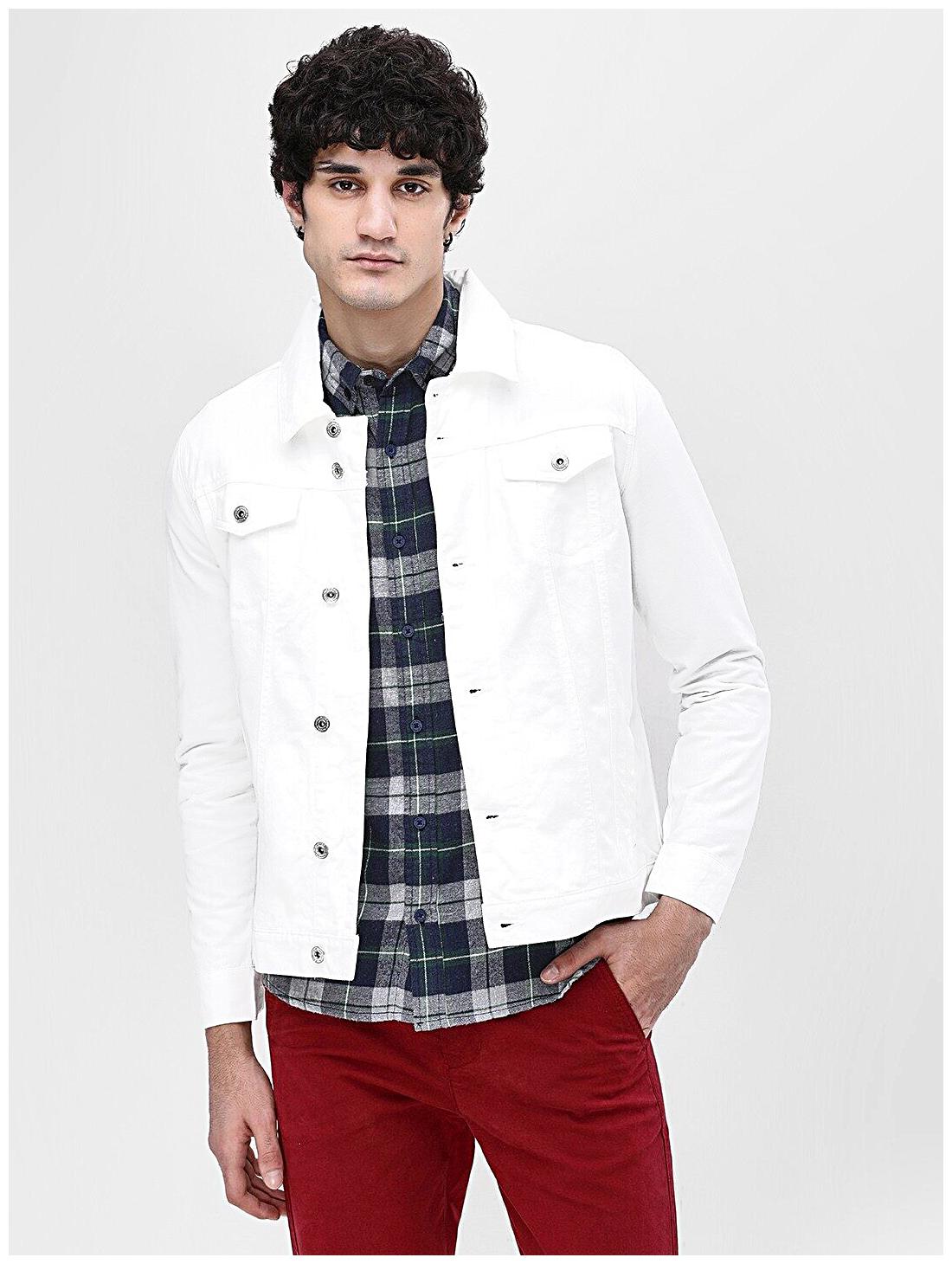 

Arbia Funki Men White Solid Denim jacket