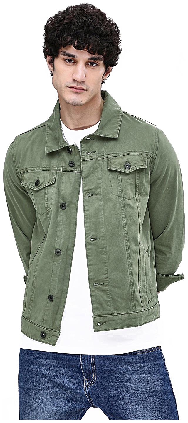

Arbia Funki Men Green Solid Denim jacket