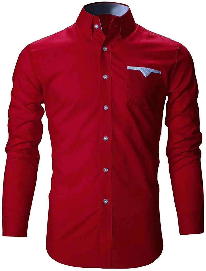 

ARDYN Men Red Solid Slim Fit Casual Shirt