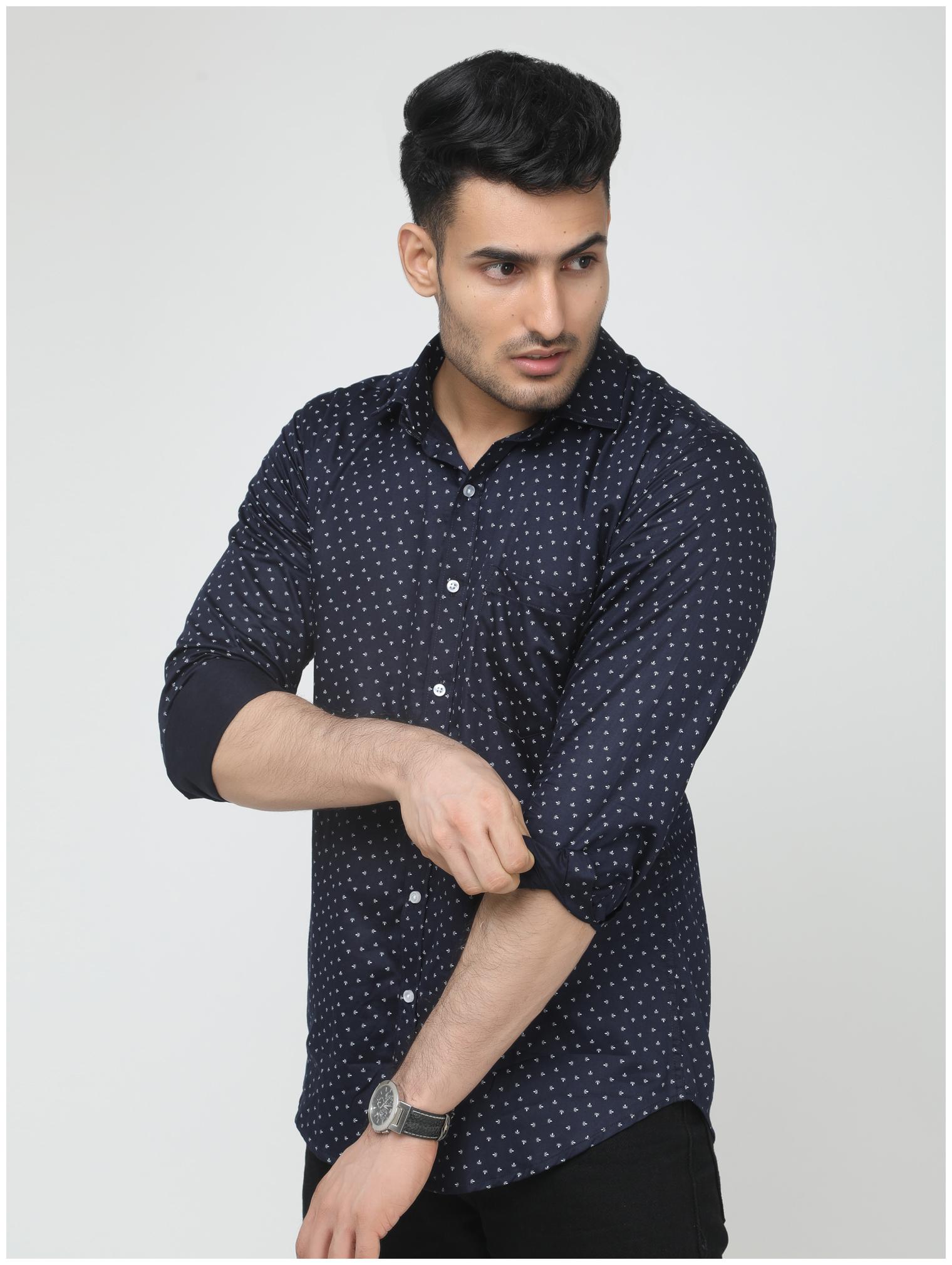 

ARDYN Men Navy Blue Printed Slim Fit Casual Shirt