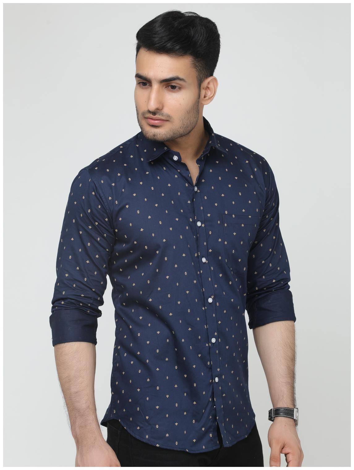 

ARDYN Men Navy Blue Printed Slim Fit Casual Shirt