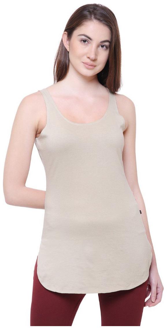 

Aric Women Cream Slim fit Round neck Blended Tank top