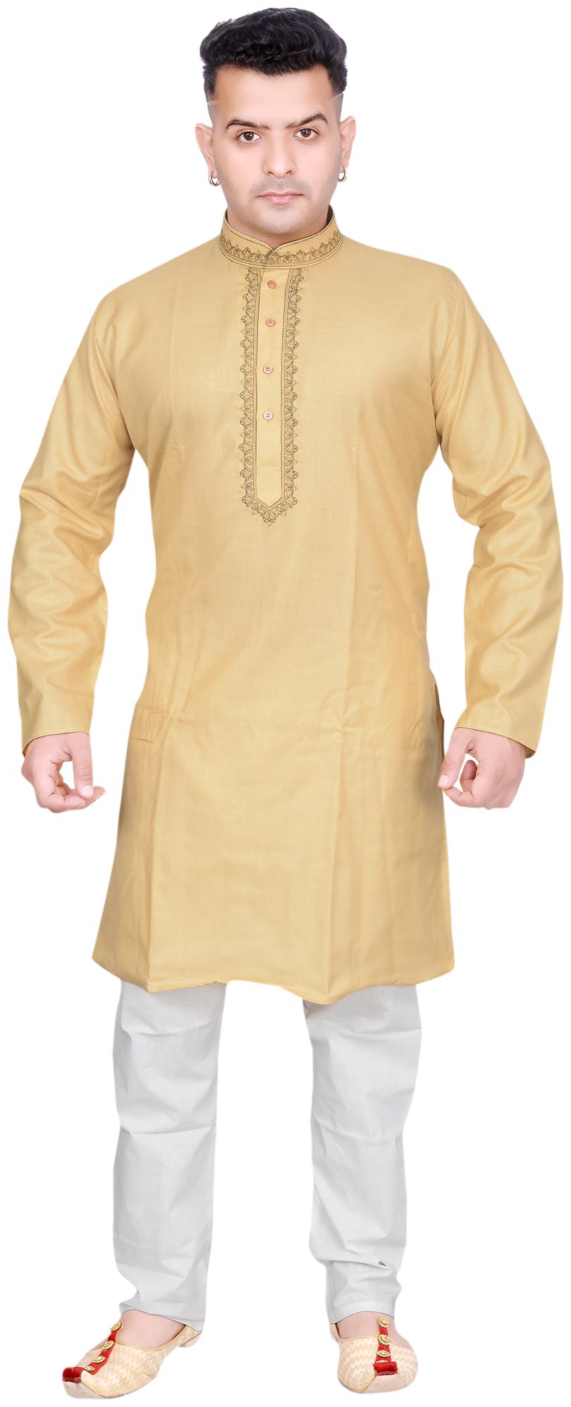 

Aric Beige Embroidered Kurta and Pyjamas