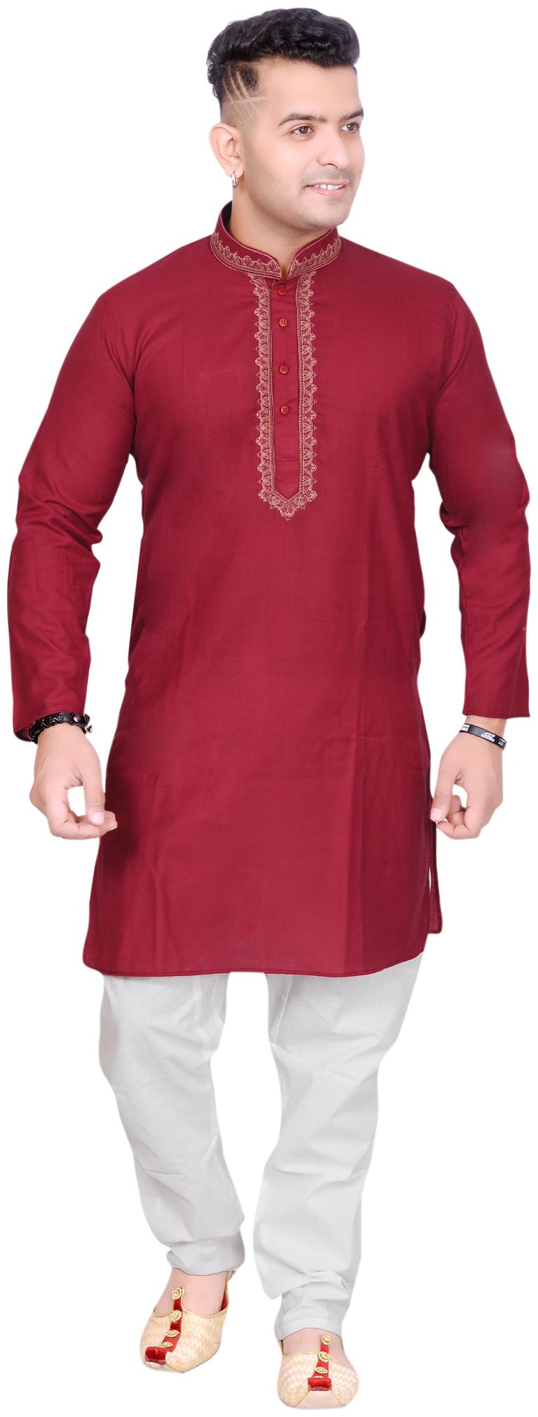 

Aric Maroon Embroidered Kurta and Pyjamas Dupatta