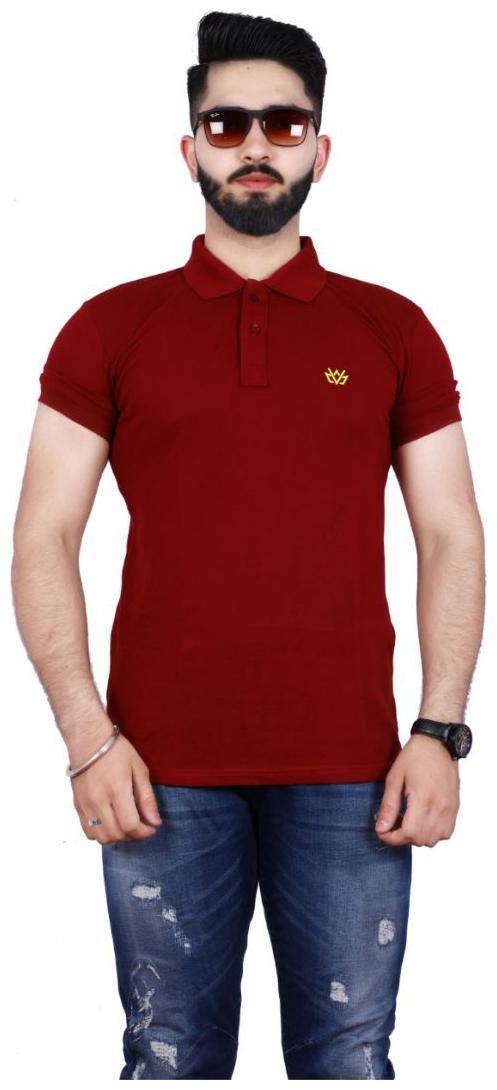 Aric Men Plain Cotton Blend Polo Tshirt Maroon Color