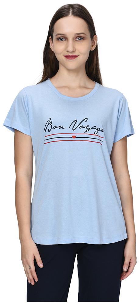 

ARMISTO Women Blue Regular fit Round neck Cotton T shirt