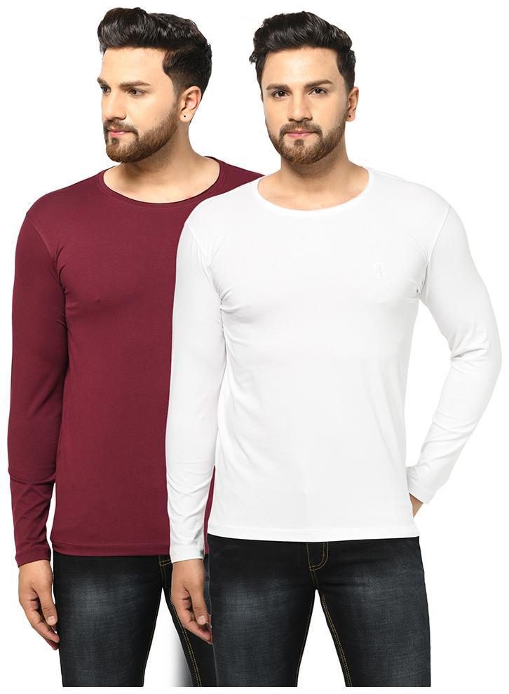 

ARMISTO Men Assorted Slim fit Cotton Lycra Round neck T-Shirt - Pack Of 2