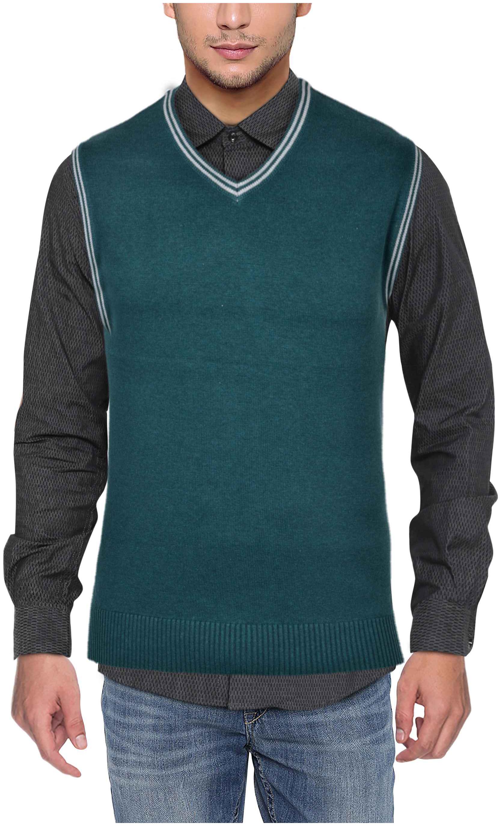 

ARMISTO Men Green V neck Longline sweater