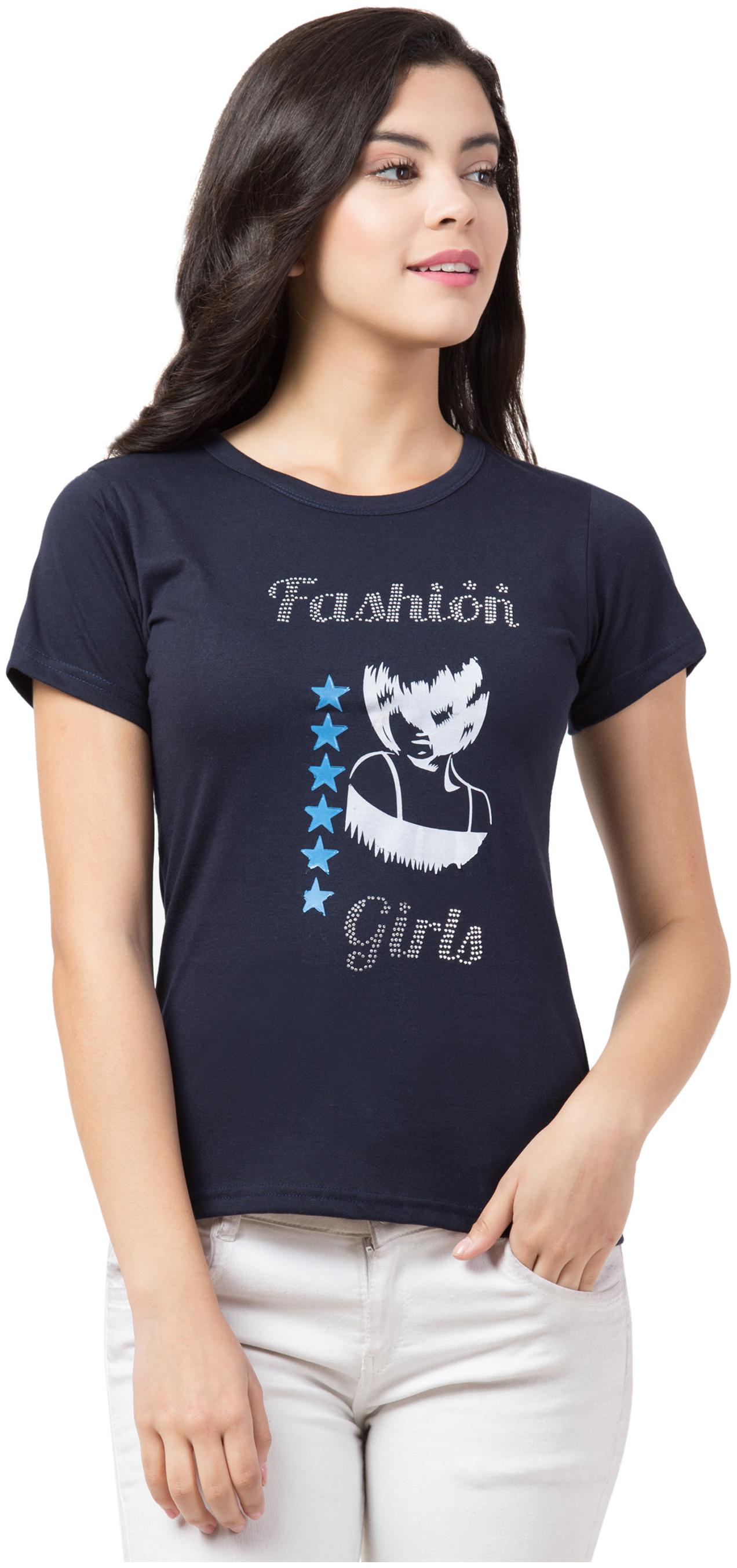 

Aro Women Blue Regular fit Round neck Cotton T shirt