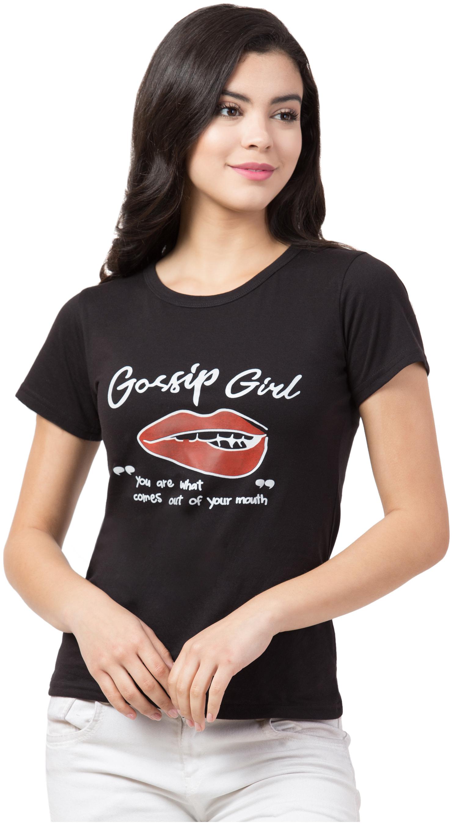 

Aro Women Black Regular fit Round neck Cotton T shirt
