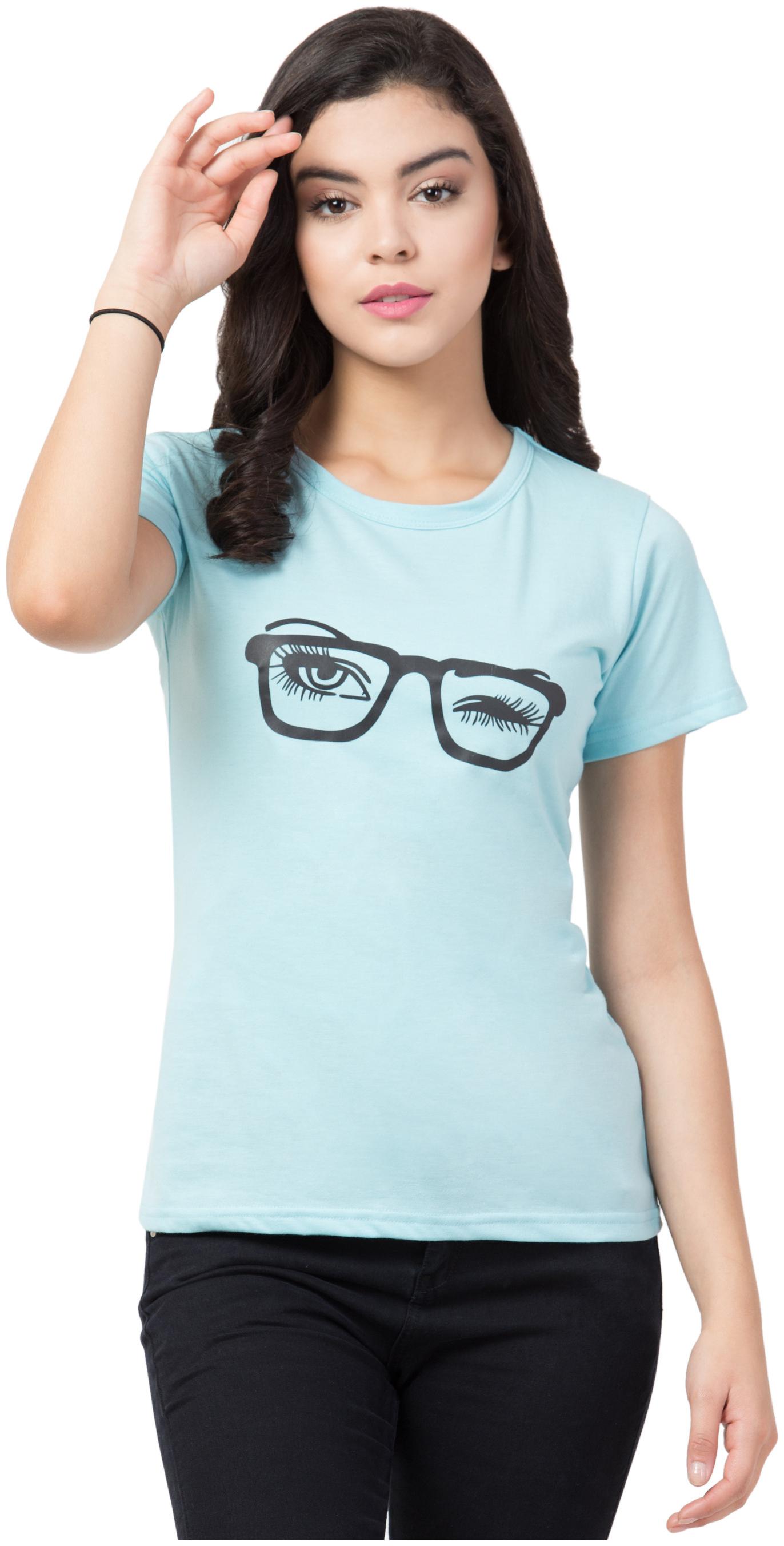 

Aro Women Blue Regular fit Round neck Cotton T shirt