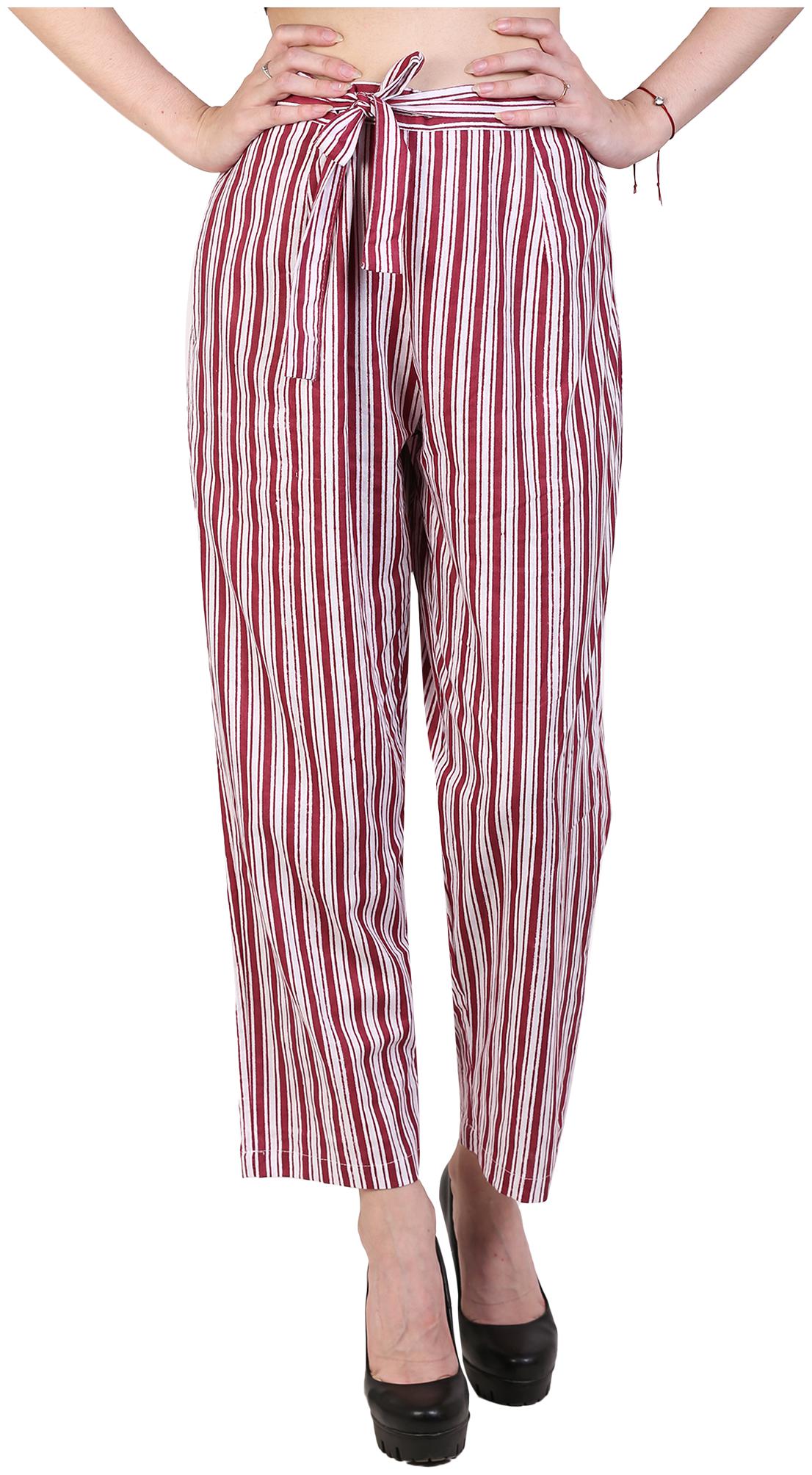 

Aro Maroon White Striped Straight Palazzo