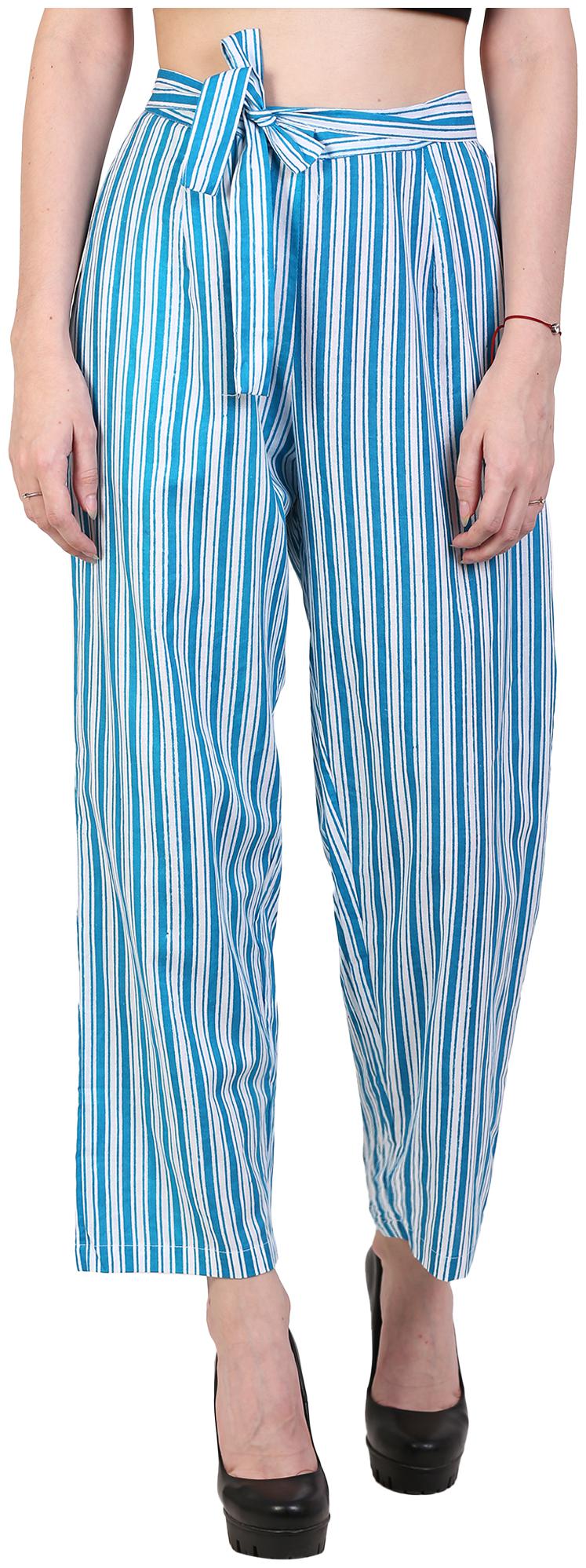 

Aro Blue White Striped Straight Palazzo