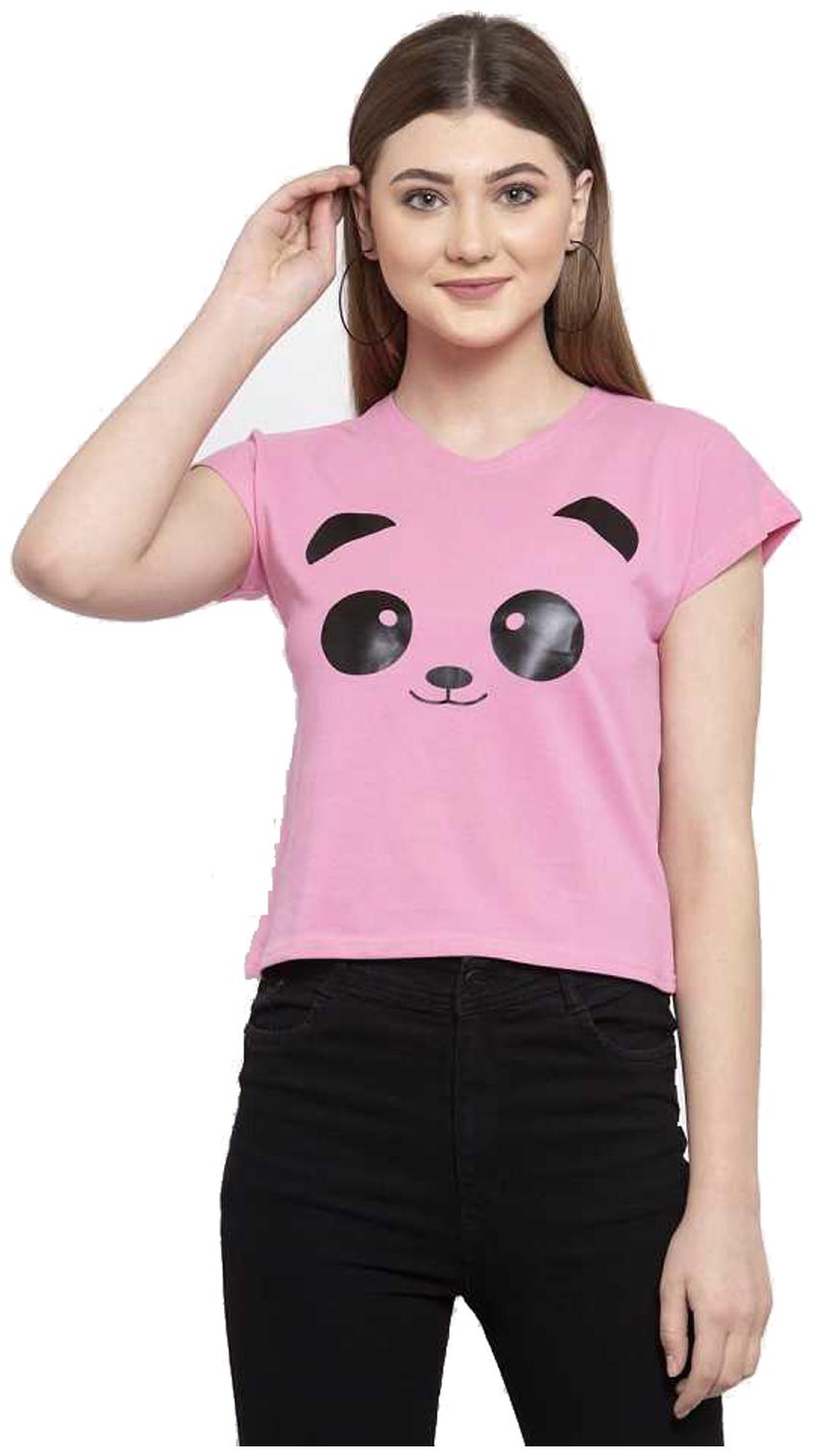 

Aro Women Pink Regular fit Round neck Cotton T shirt