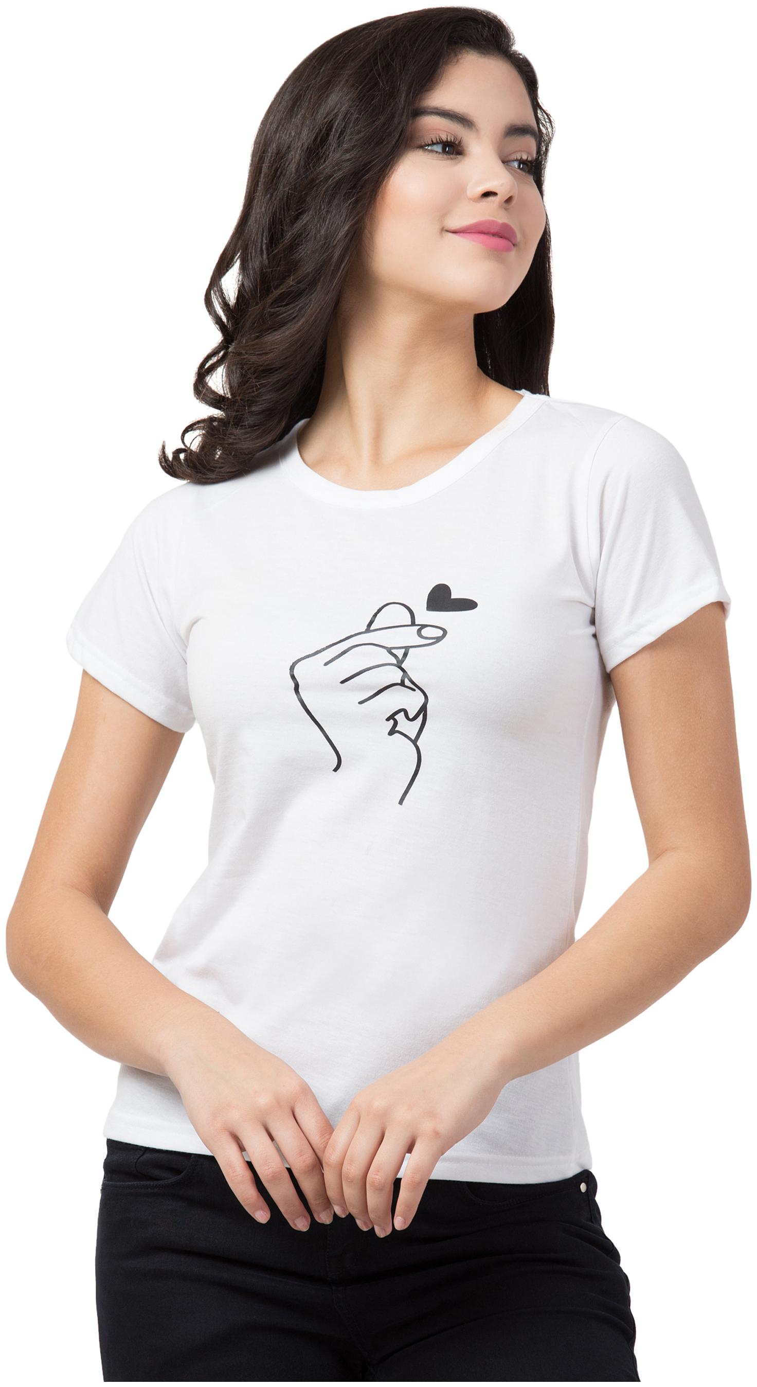 

Aro Women White Regular fit Round neck Cotton T shirt