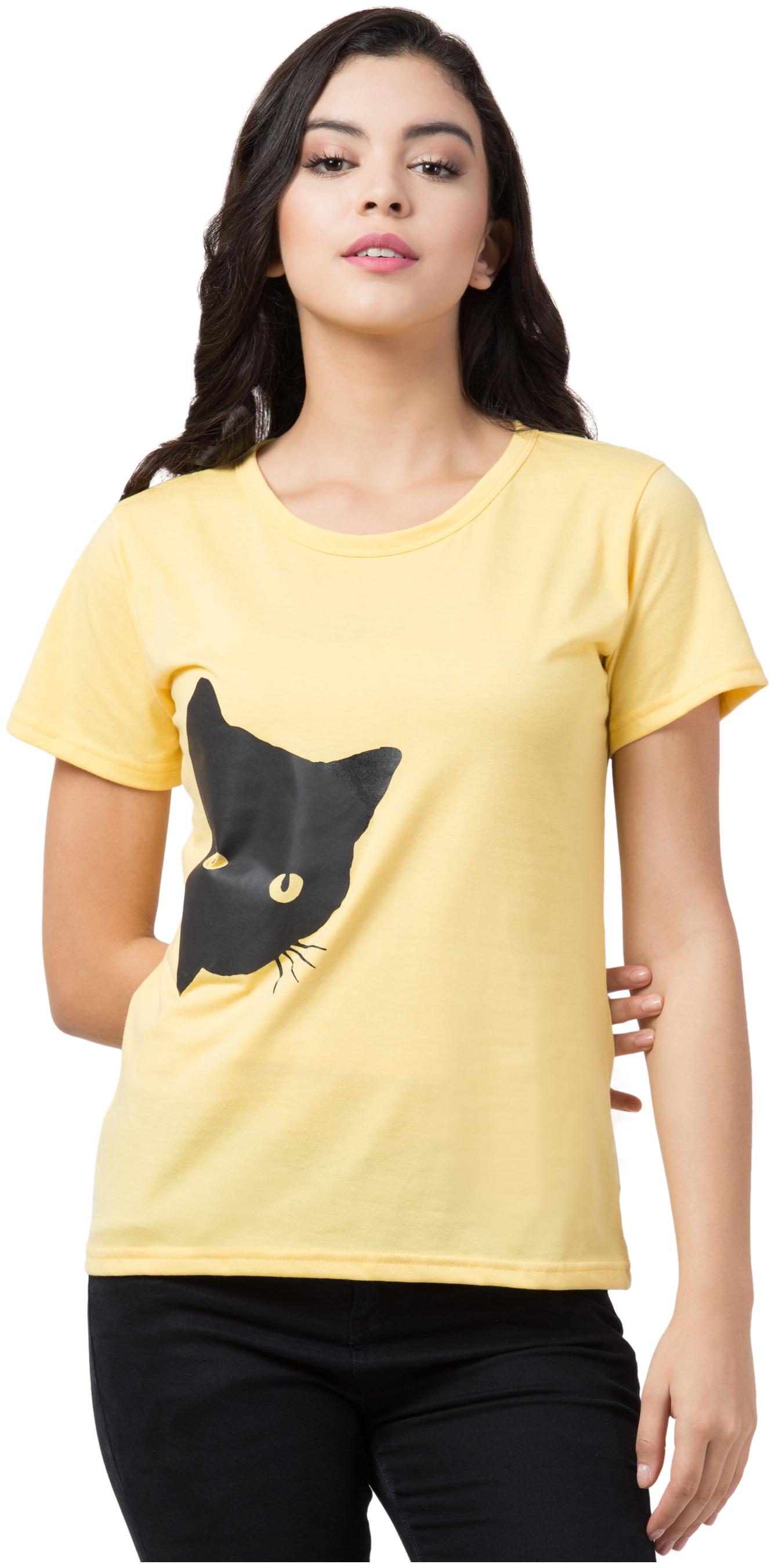 

Aro Women Yellow Regular fit Round neck Cotton T shirt