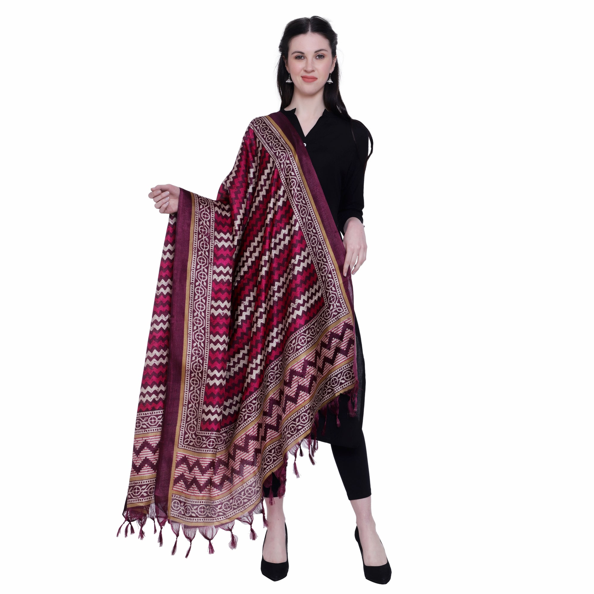 

AROOPA Women Silk Geometric Multi Dupatta