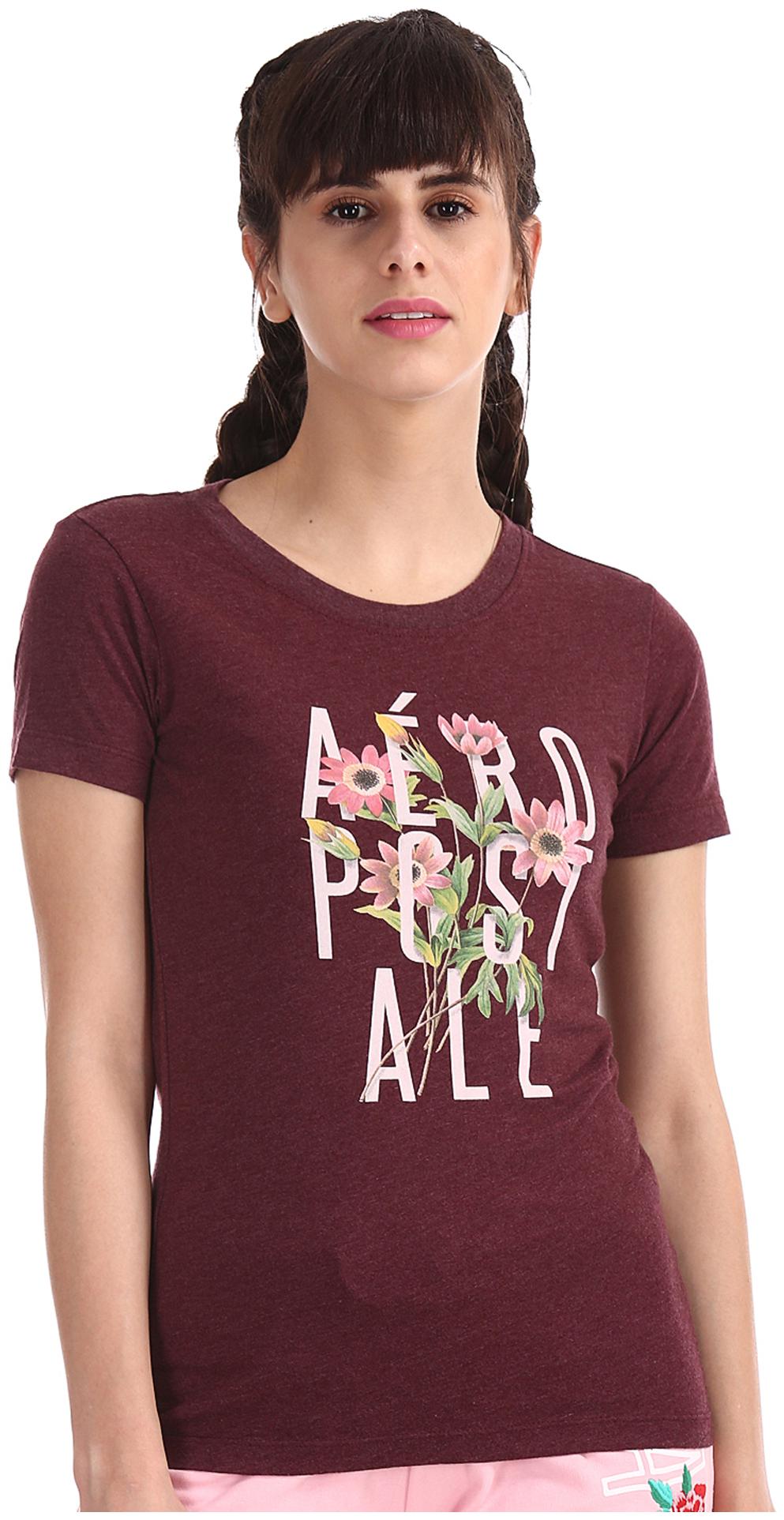 

A ropostale Women Red Regular fit Round neck Cotton T shirt