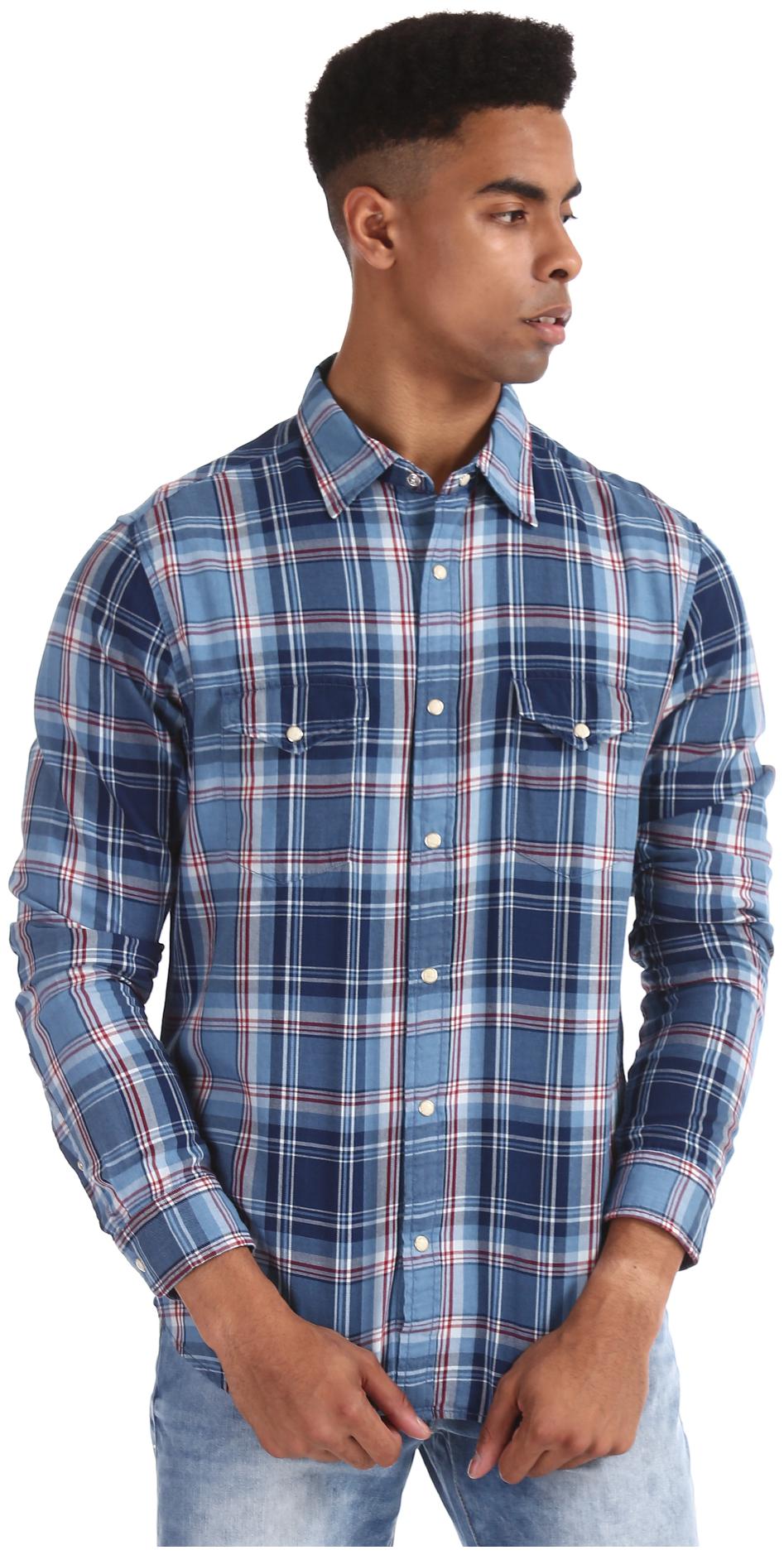 

A ropostale Men Blue Checked Regular Fit Casual Shirt